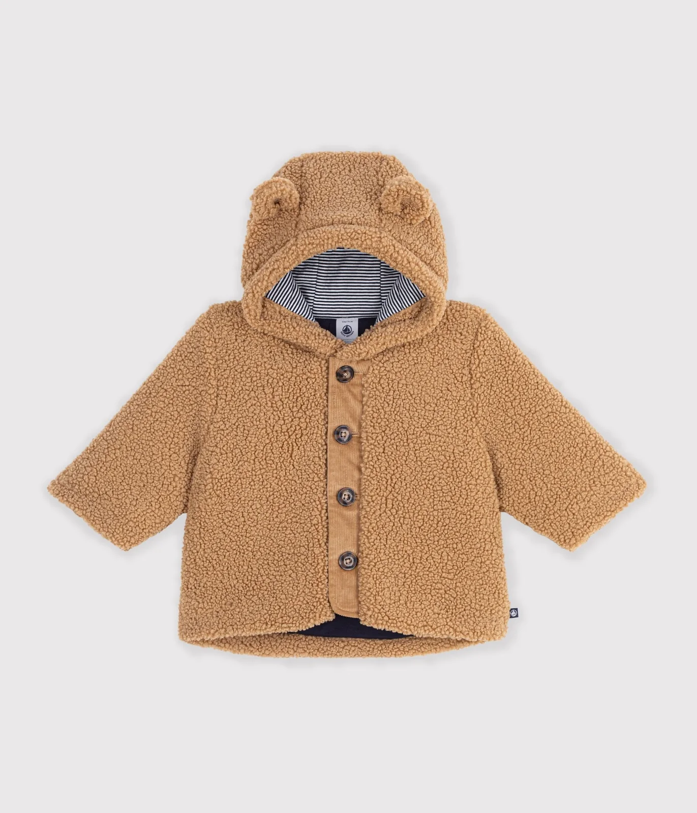 Babies' sherpa coat with a hood