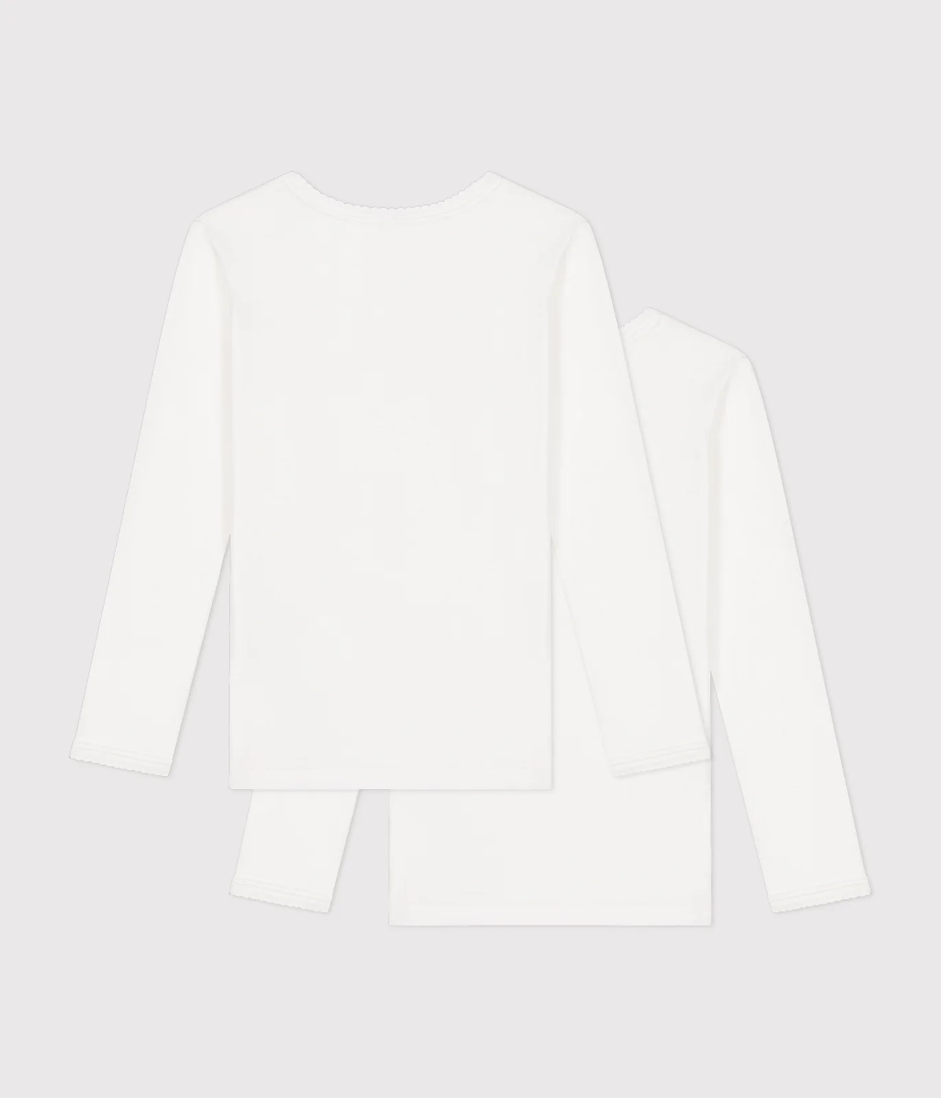 Girls' Long-sleeved White T-Shirts - 2-Pack