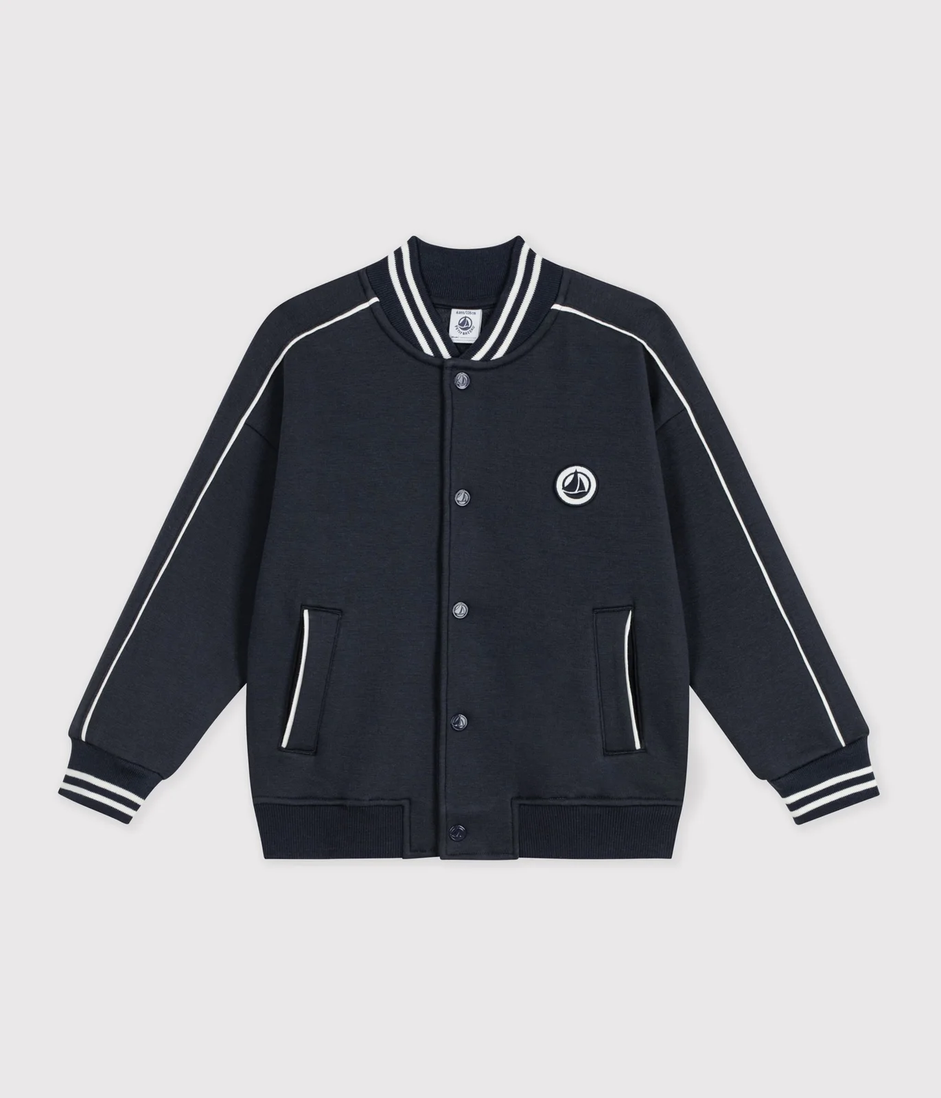 Children's varsity-style jacket in plain cotton