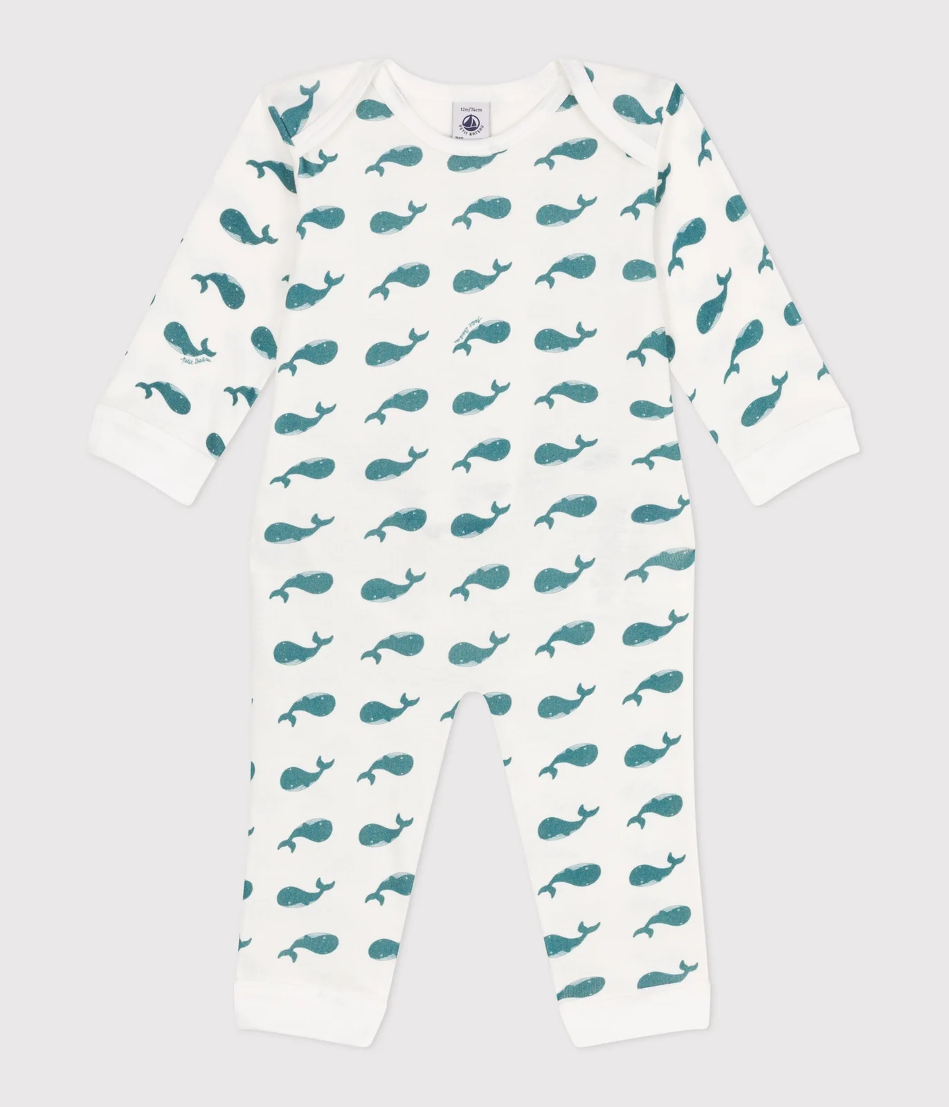 Babies' whale pattern popper-free cotton pyjamas