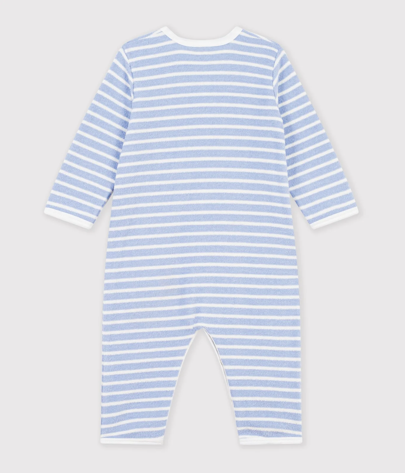 Babies' footless stripy cotton terry pyjama suit