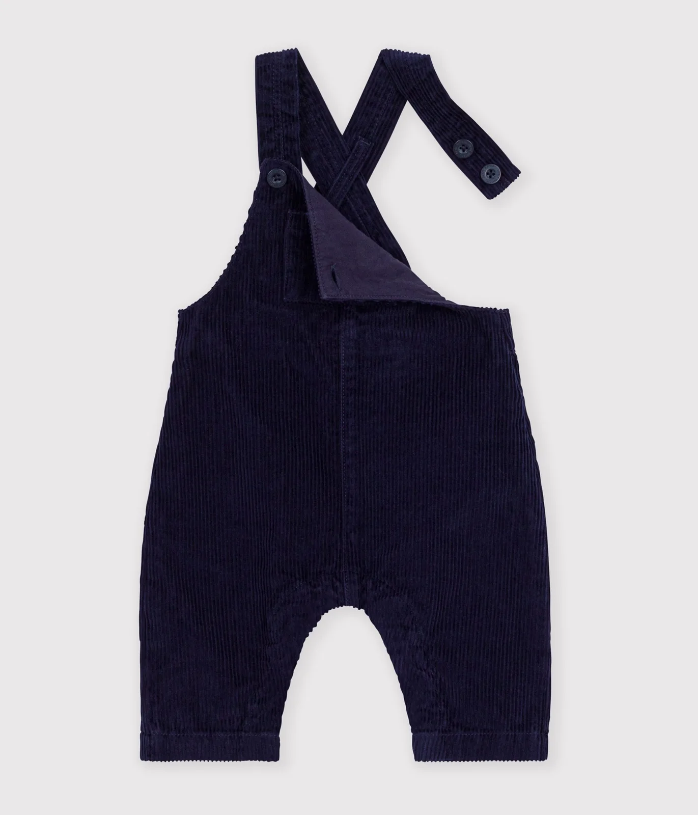 Babies' long-leg dungarees in plain corduroy