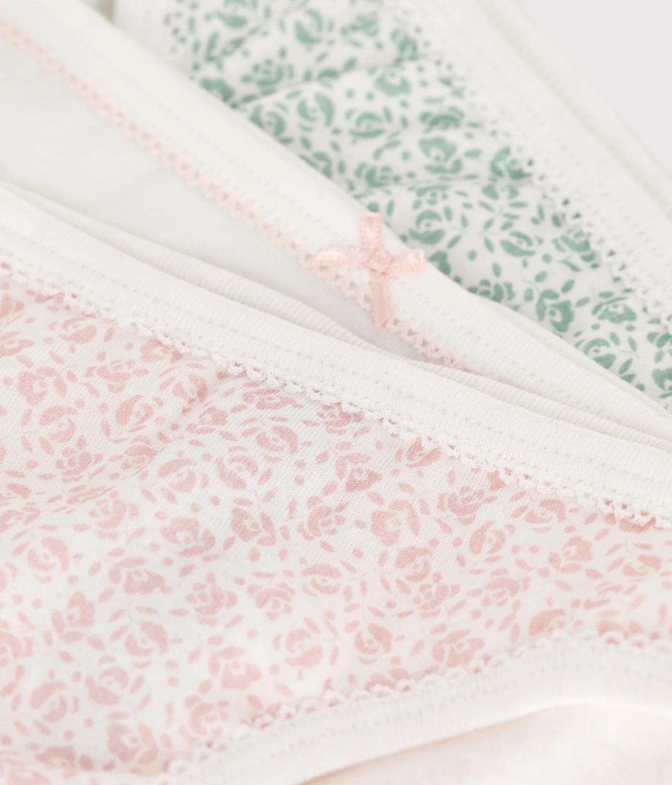 Children's flower-patterned cotton pants - 3-pack