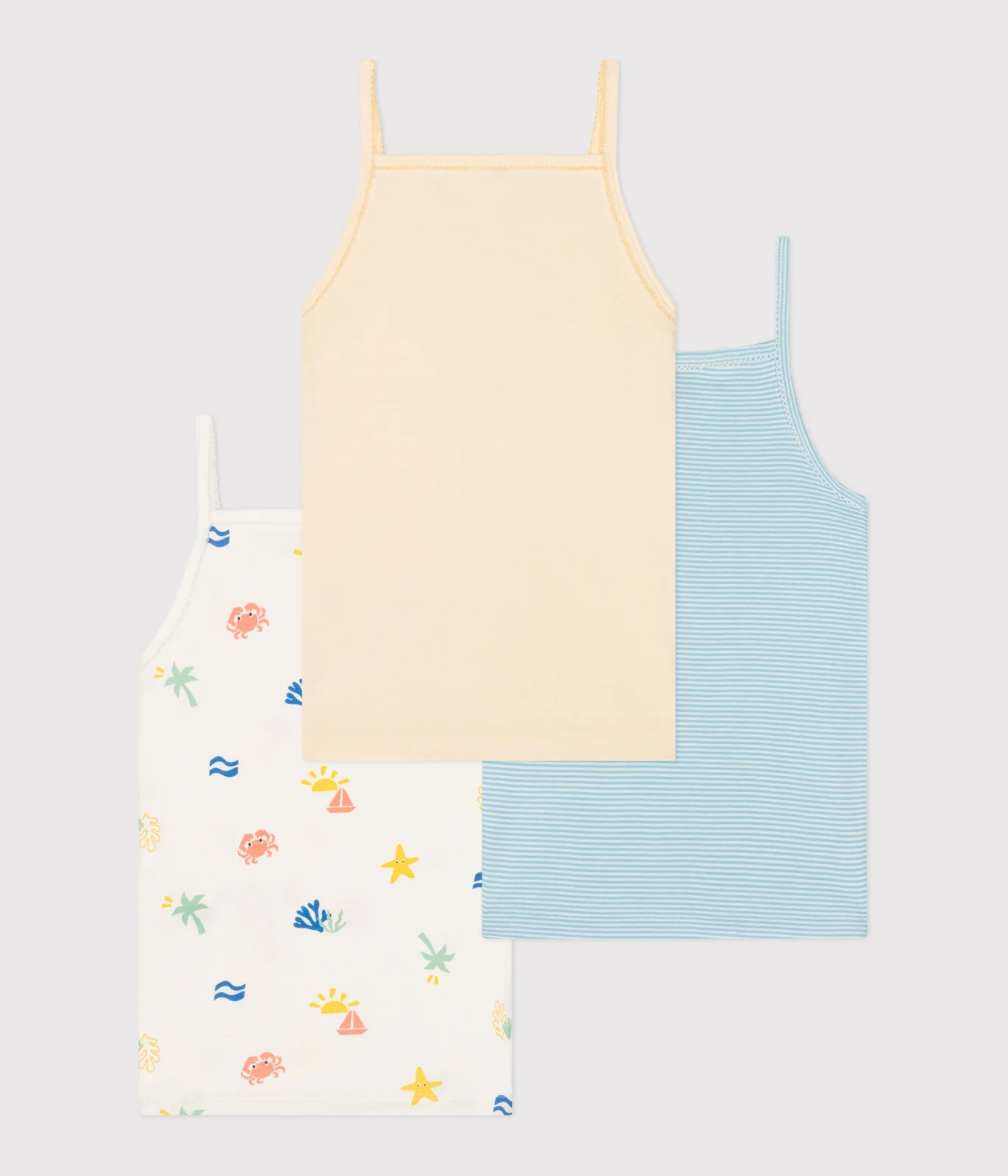 Children's printed cotton tank tops - 3-pack