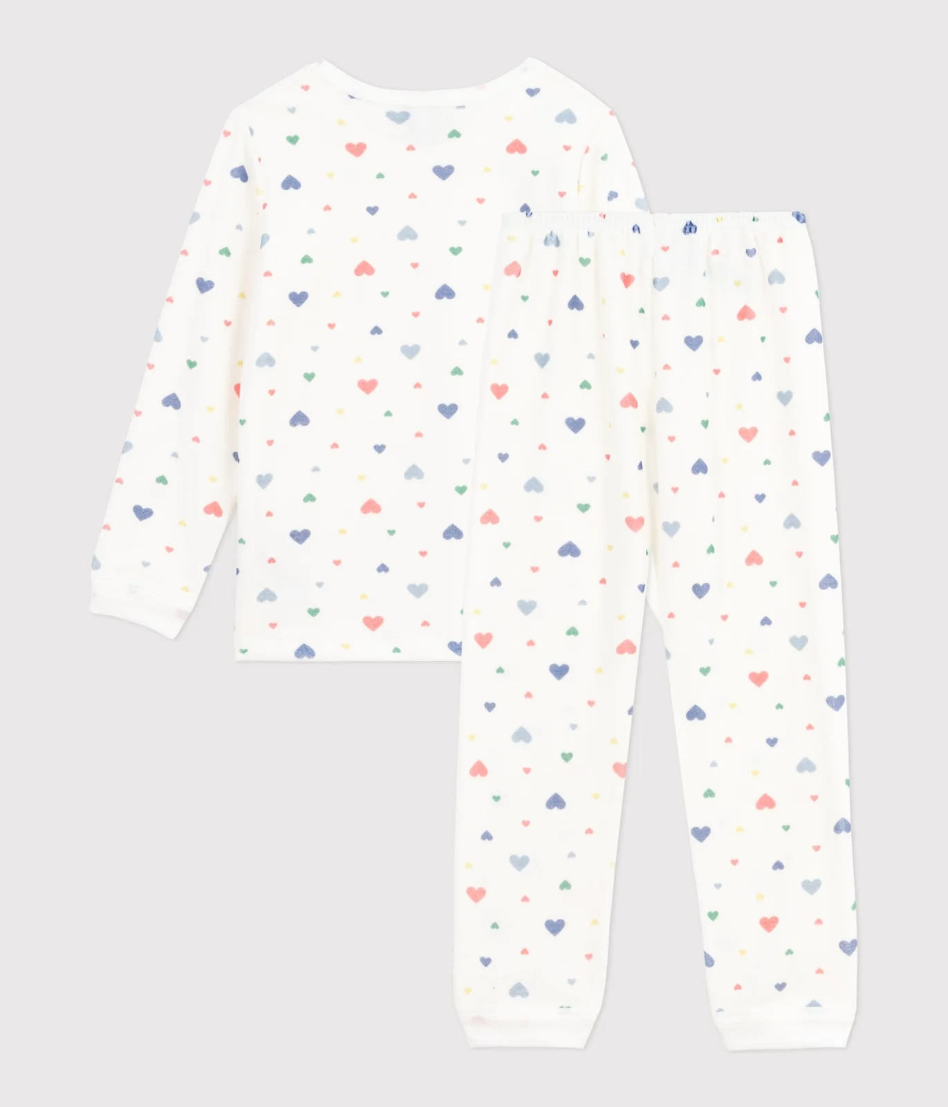 Children's heart-print velour pyjamas
