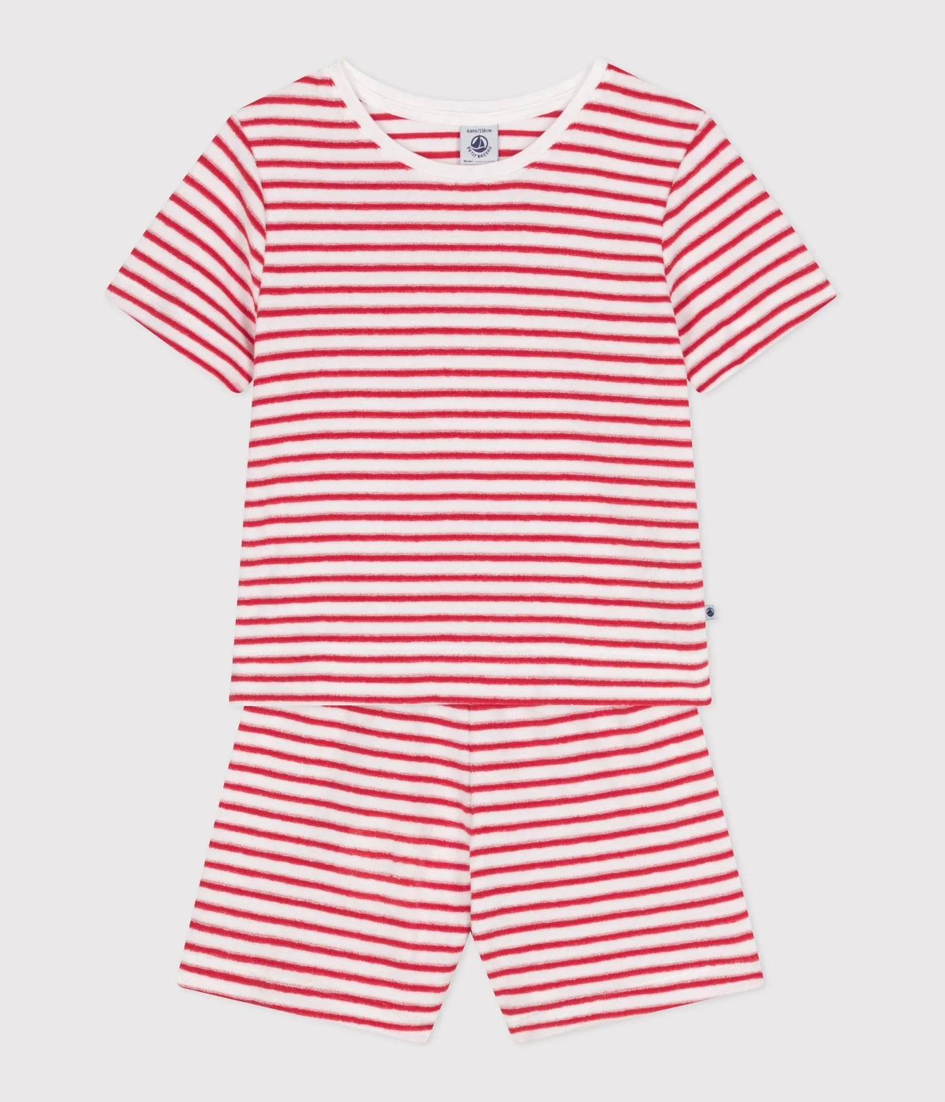 Children's striped terry cotton short pajamas