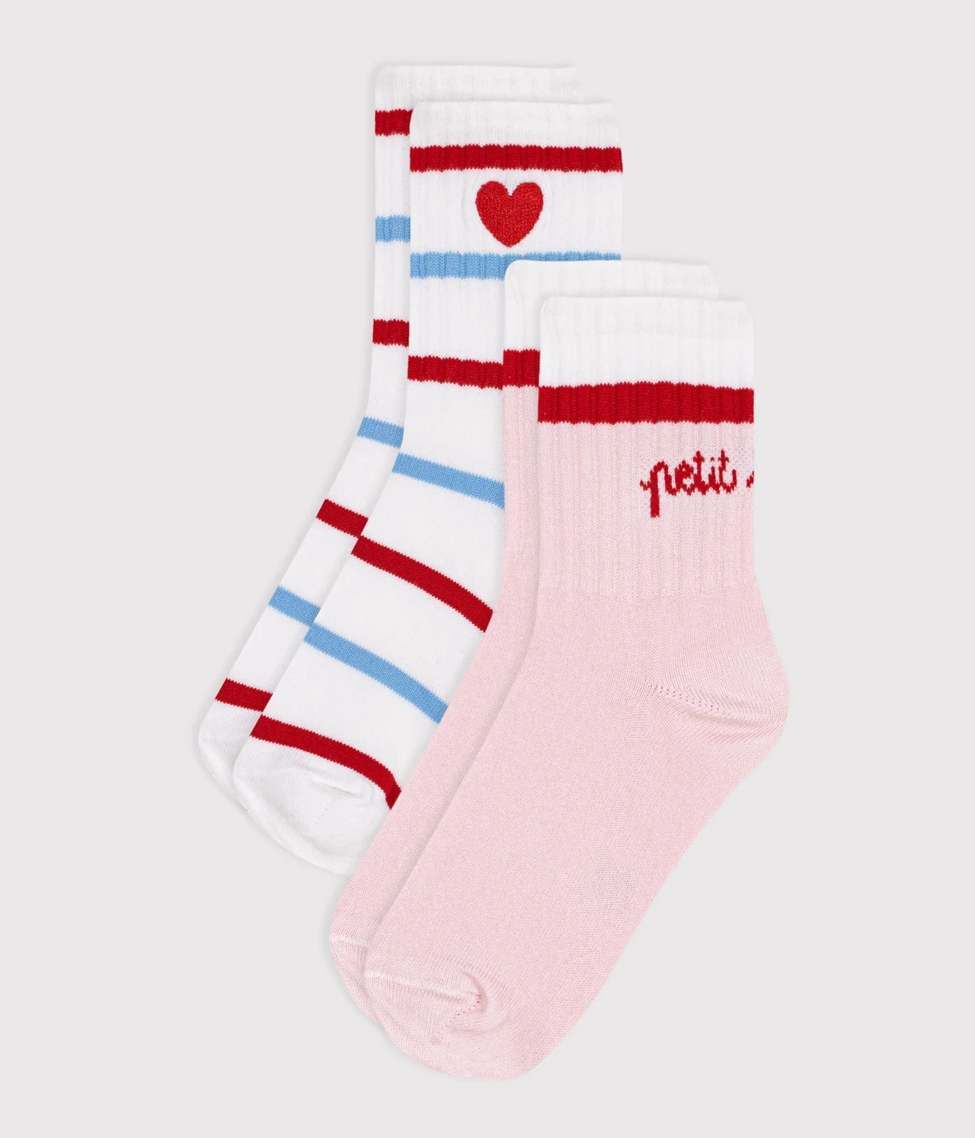 Girls' stripy cotton socks - 2-pack