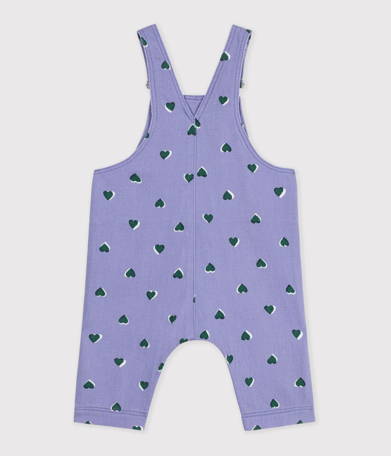 Babies' dungarees in serge with long legs and a heart print