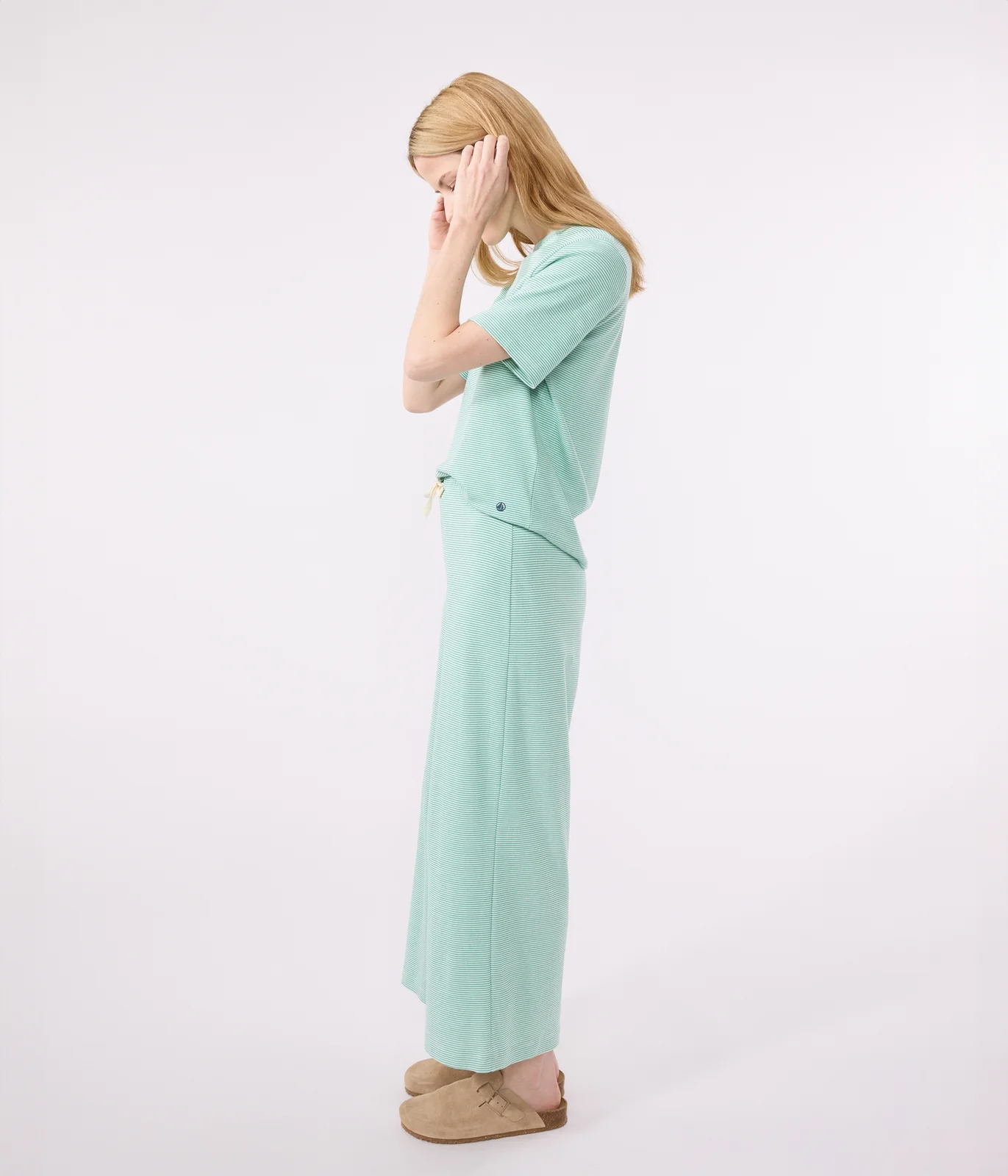 Women's wide-leg stripy cotton pyjamas