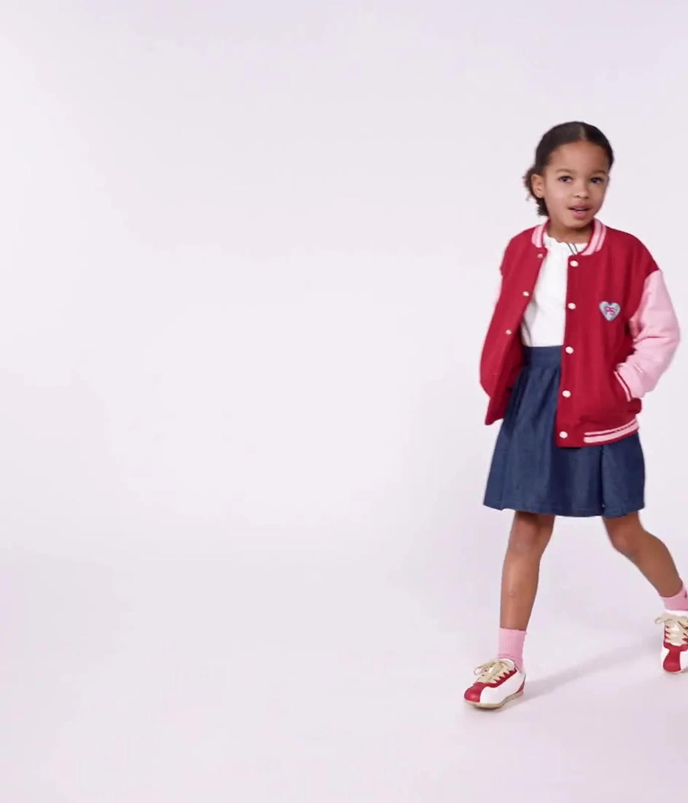 Children's varsity-style jacket in colourblock cotton