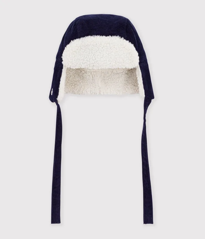 Babies' chapka in sherpa-lined corduroy