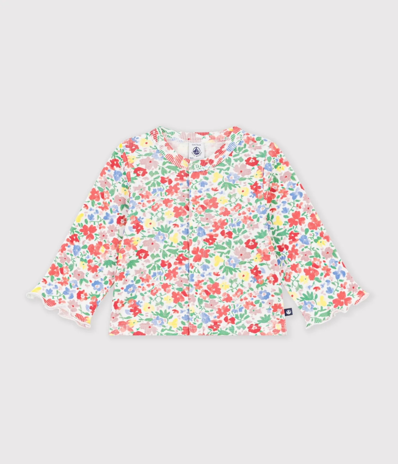 Babies' floral-print cotton cardigan
