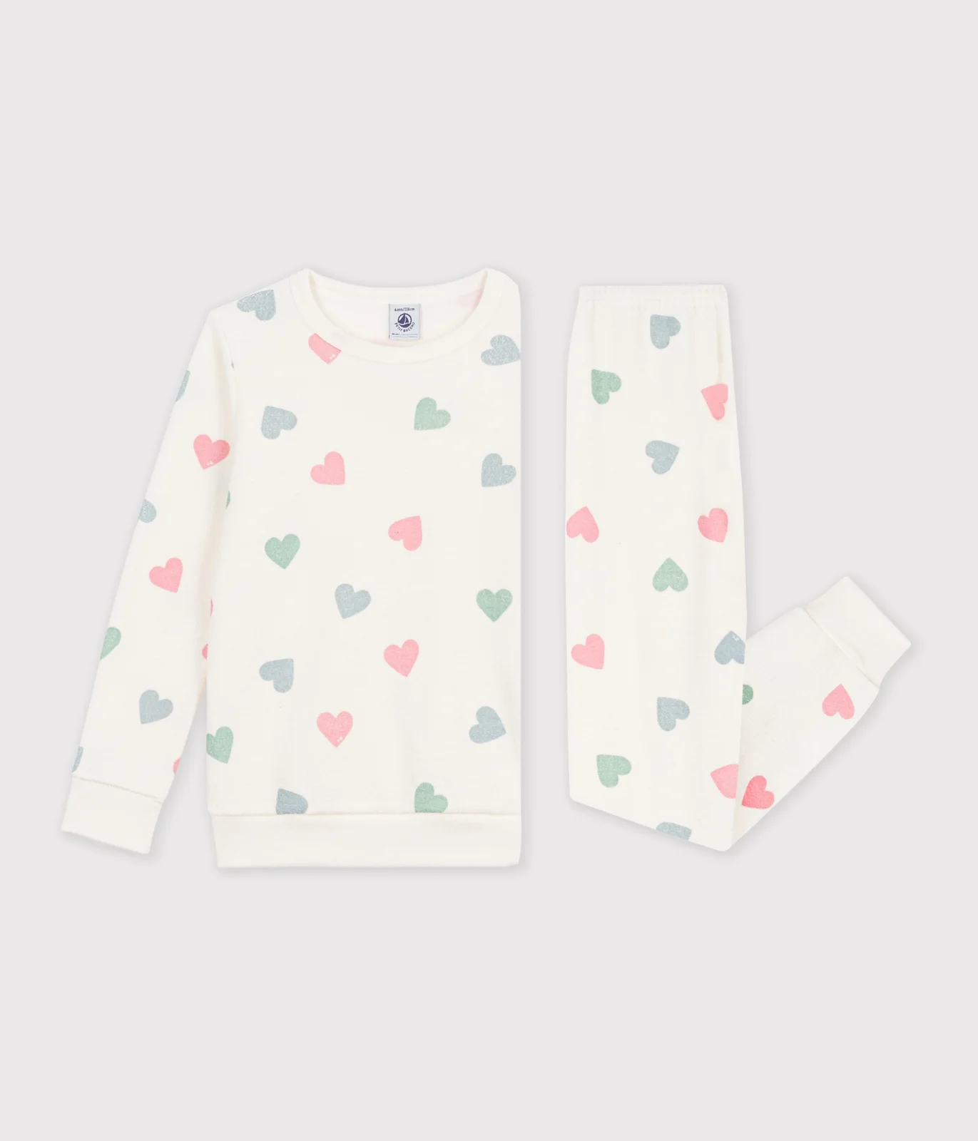 Children's cotton terry pyjamas with hearts