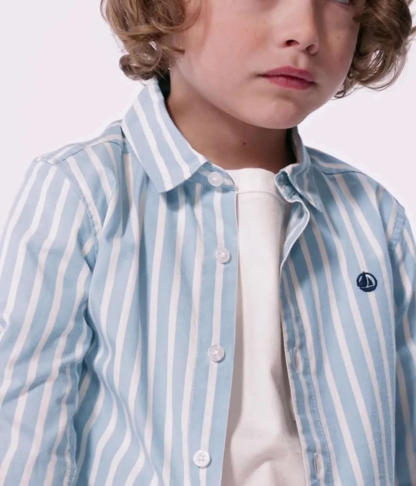Children's long-sleeved stripy cotton shirt