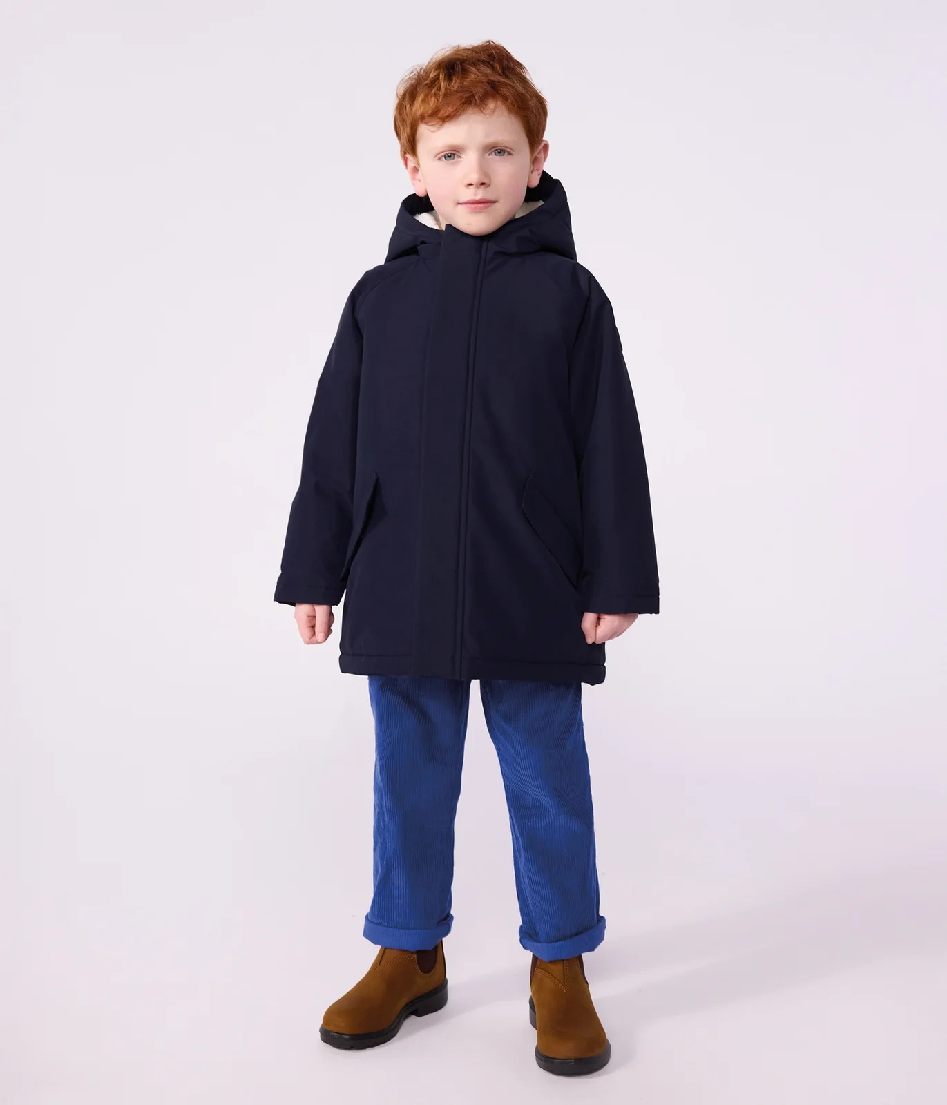 Children's plain mid-length parka