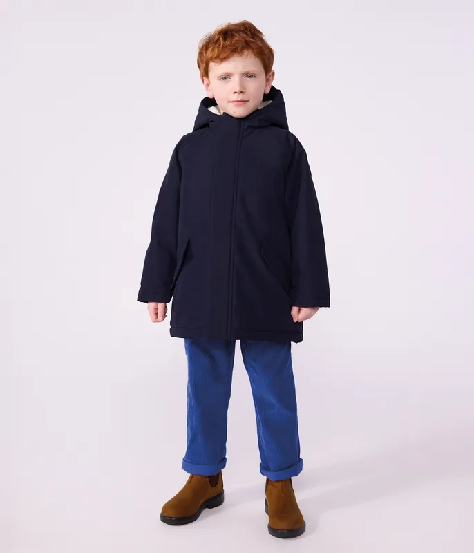 Children's plain mid-length parka