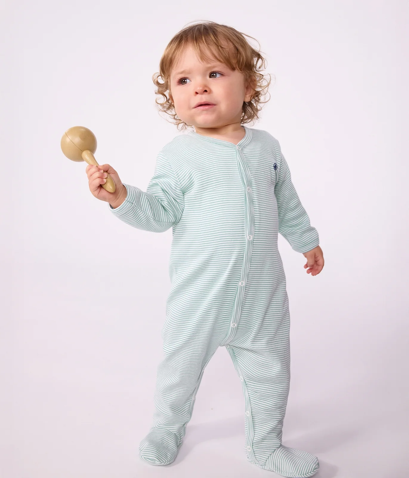 Babies' pinstriped cotton pyjama suit