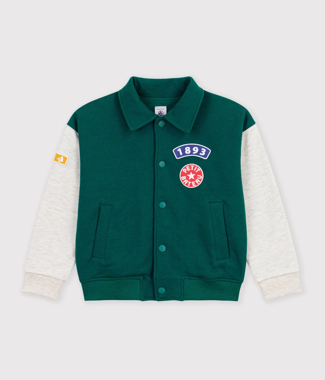 Children's varsity-style jacket in colourblock cotton