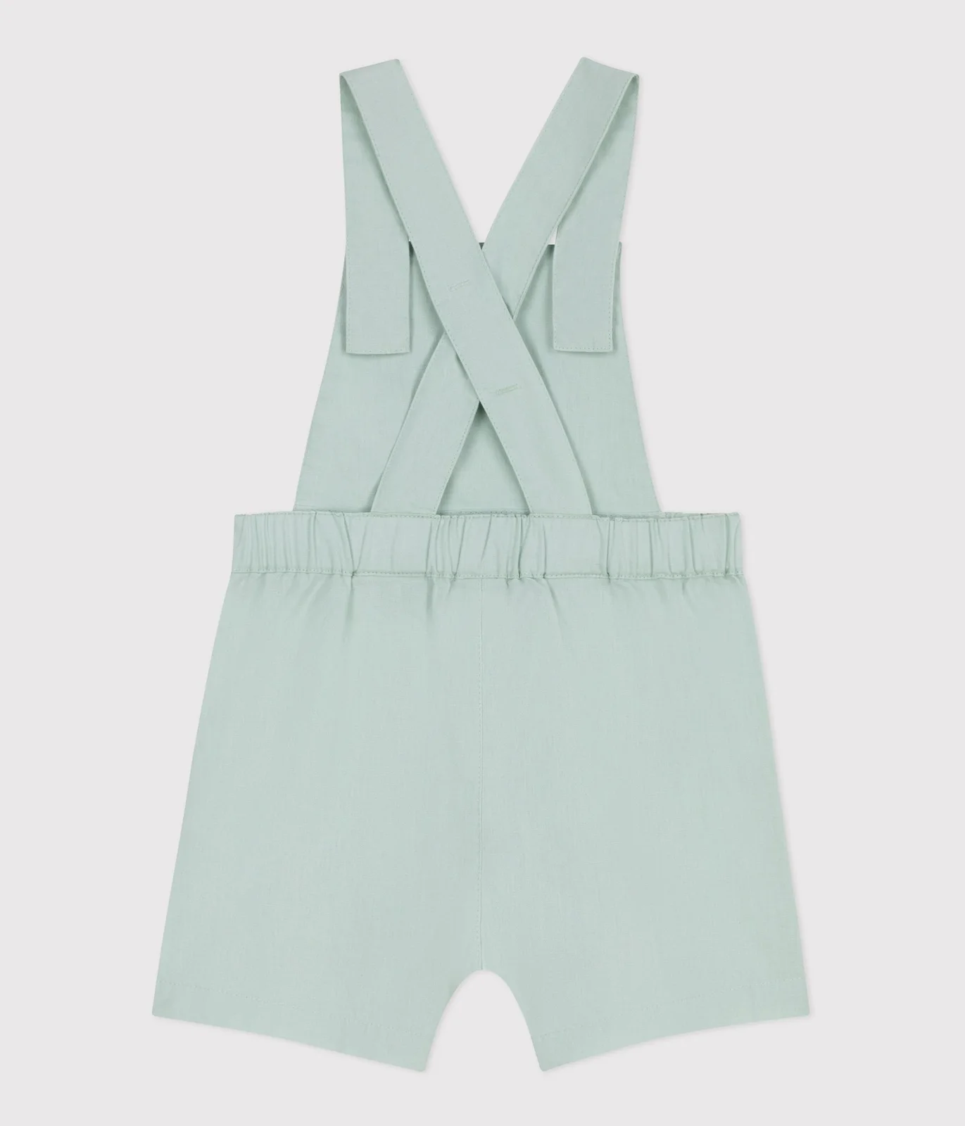 Babies' short-legged plain cotton/linen dungarees