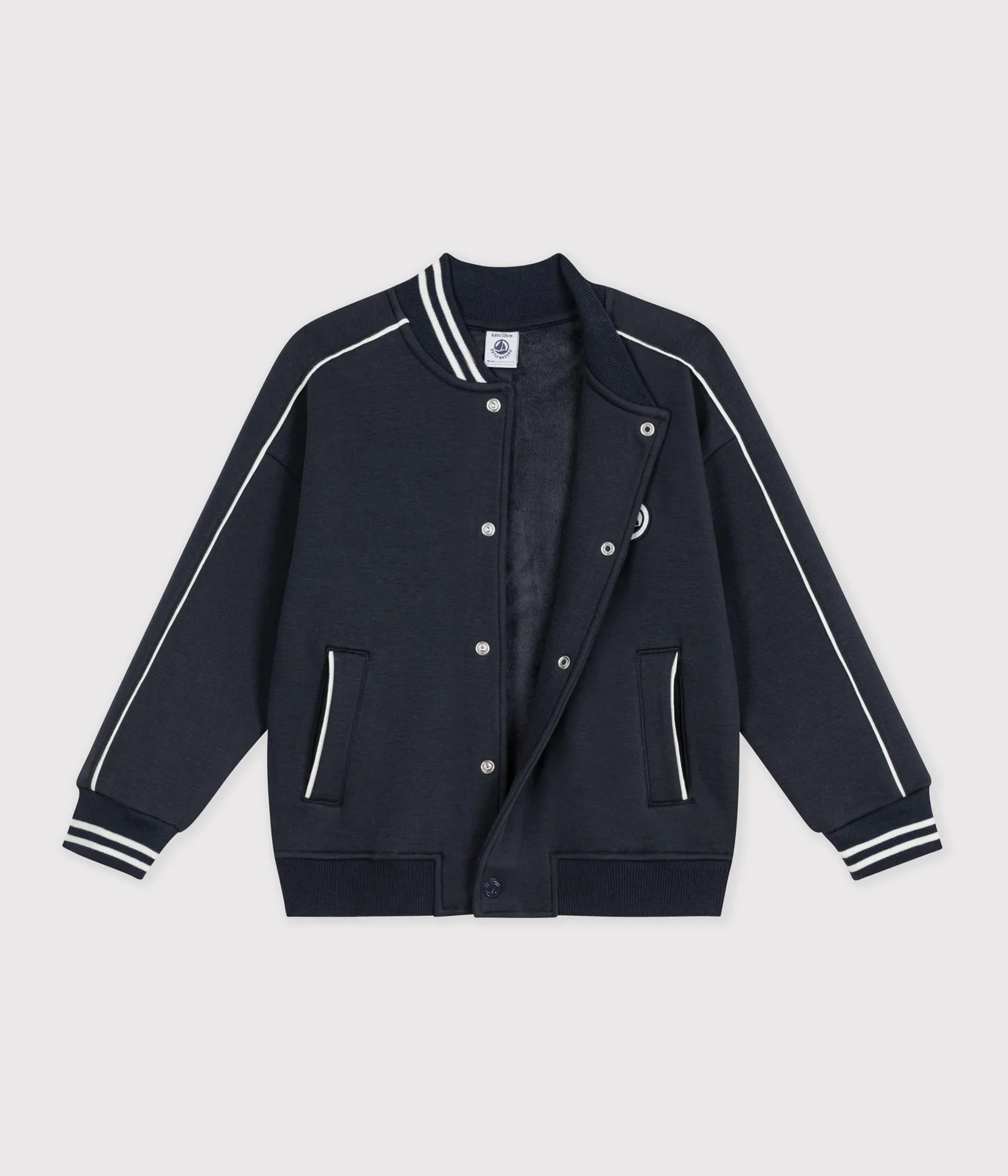 Children's varsity-style jacket in plain cotton