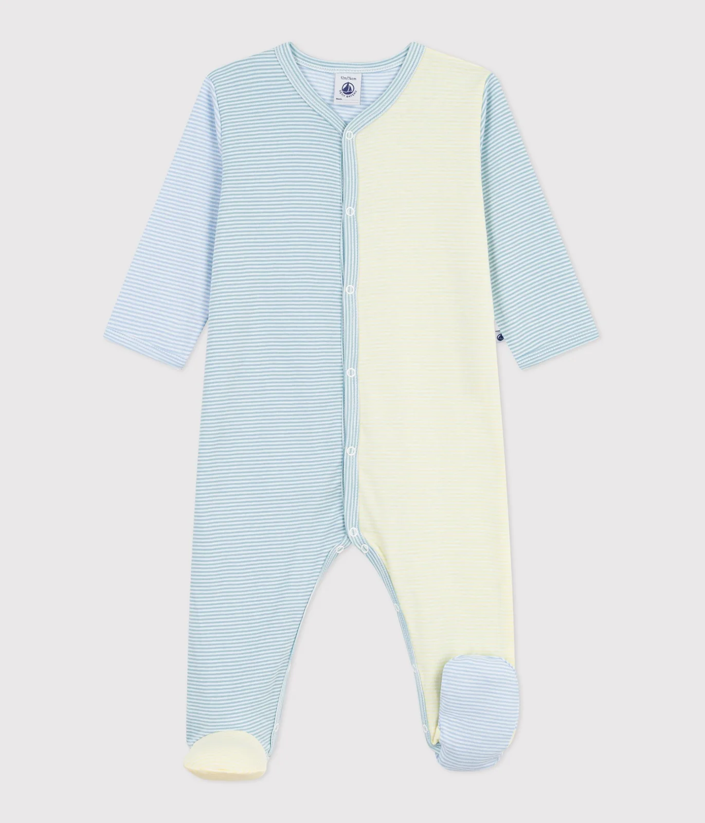 Babies' stripy printed cotton pyjama suit