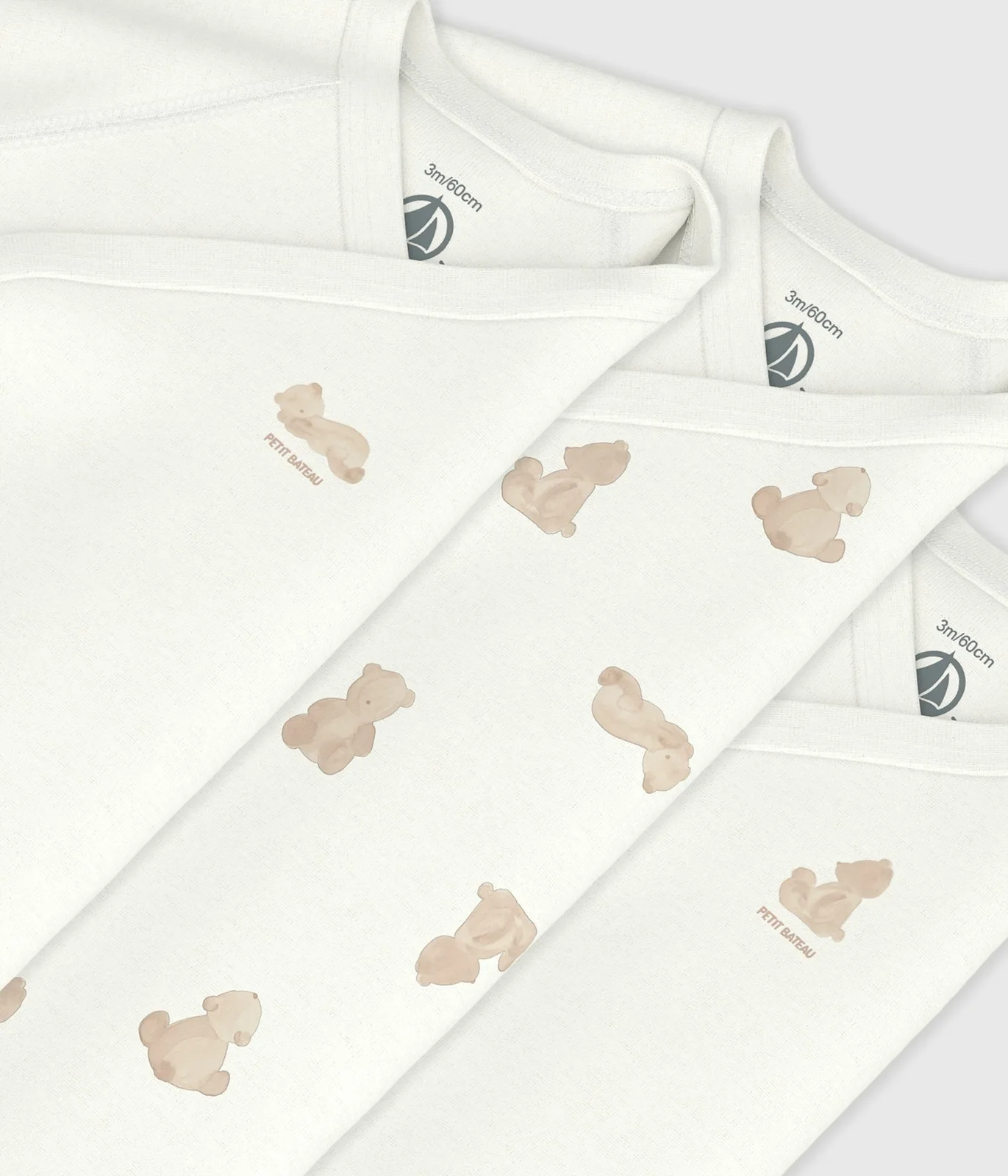 Pack of babies' long-sleeved printed cotton wrapover bodies