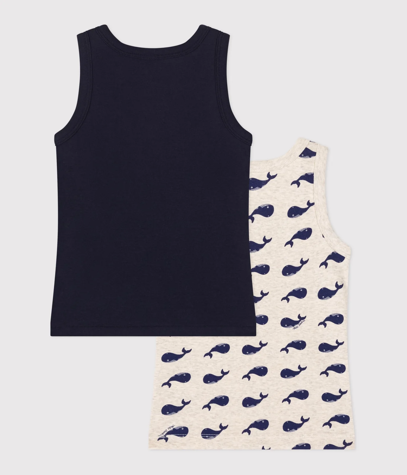 Children's whale-print cotton tank tops - 2-pack