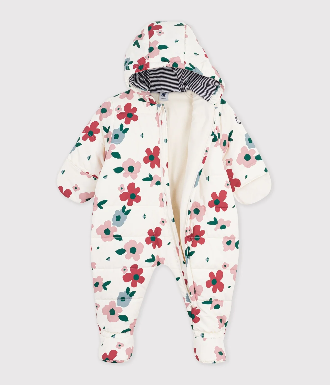 Babies' floral print polyester snowsuit