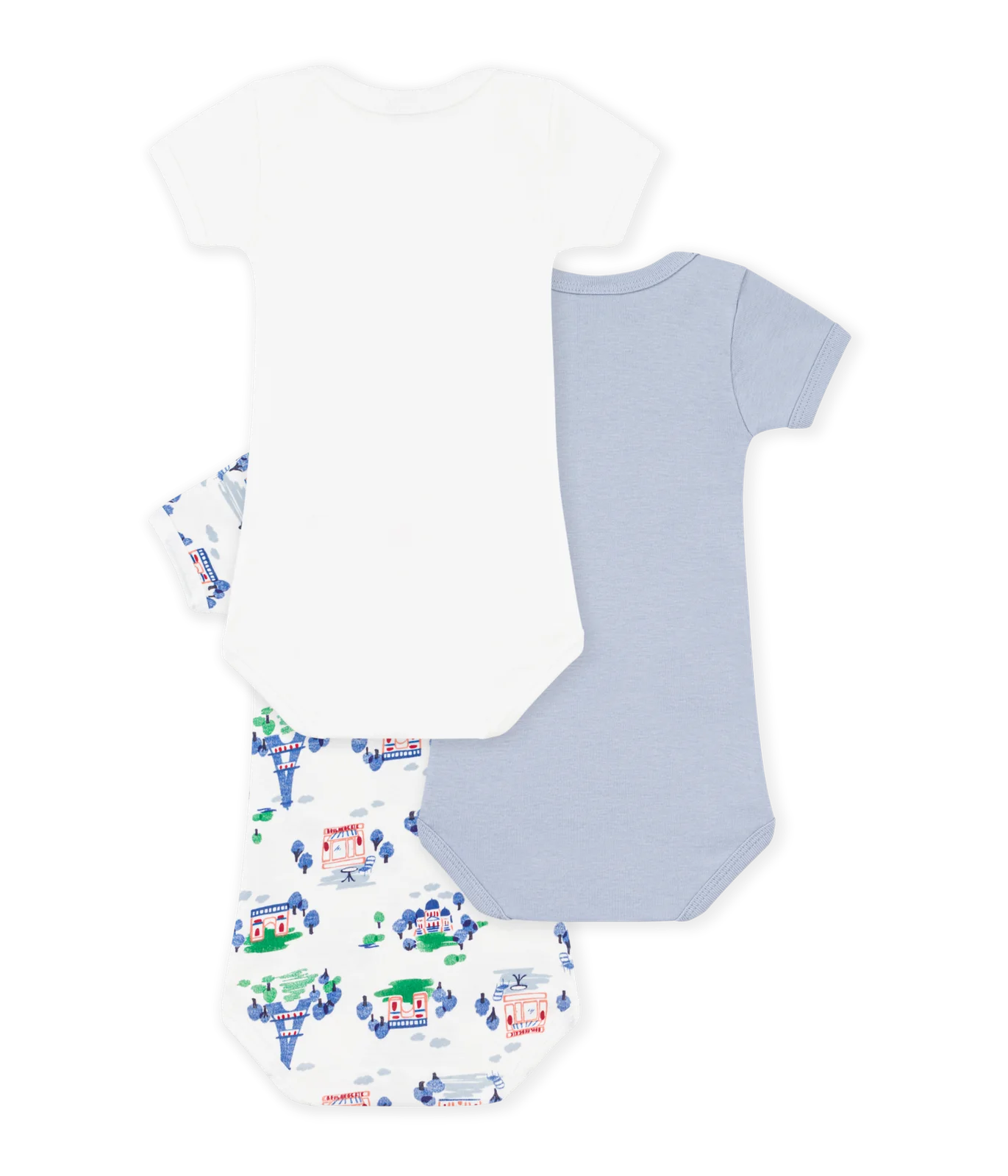 Pack of short-sleeved star print cotton bodies for babies