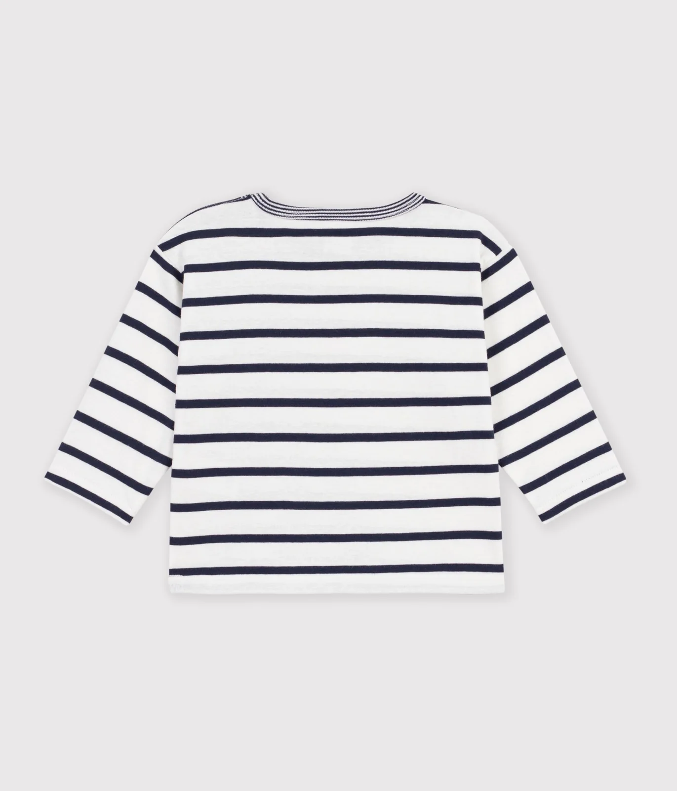 Babies' long-sleeved stripy cotton T-shirt.