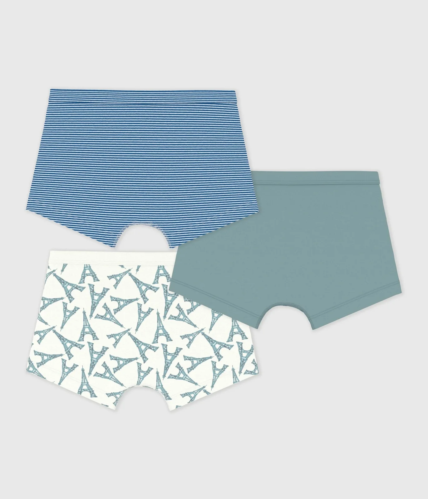 Pack of children's Eiffel Tower cotton boxers with covered waistbands