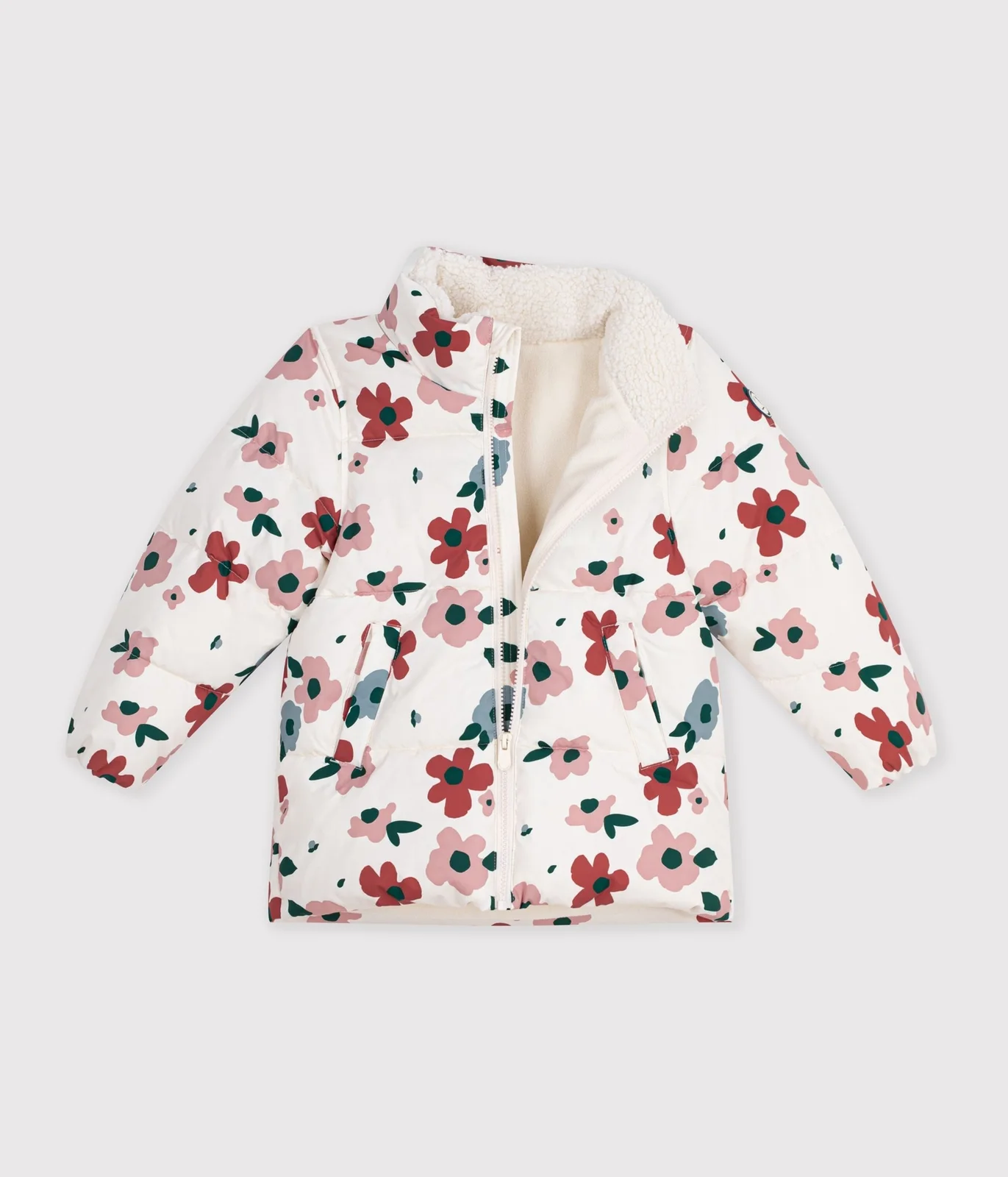 Children's floral pattern puffer jacket
