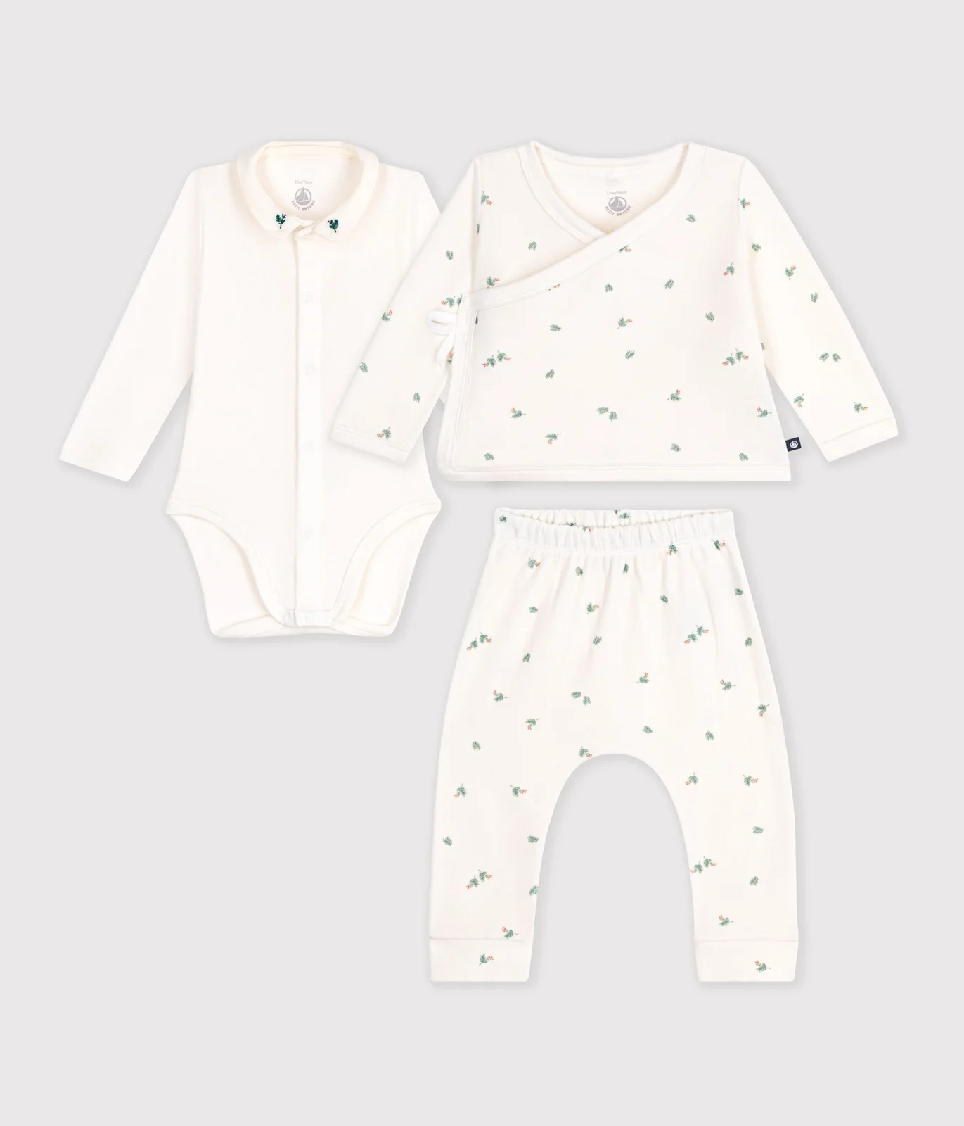 Babies' floral-print cotton set in a gift box