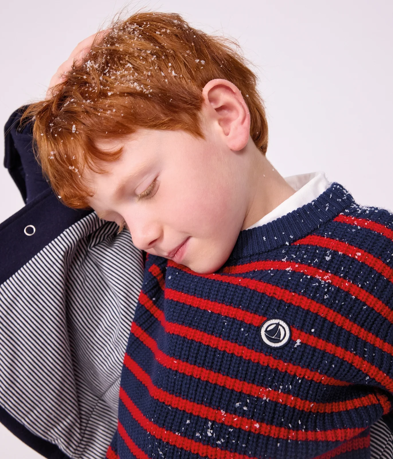 Children's stripy jumper in wool and cotton
