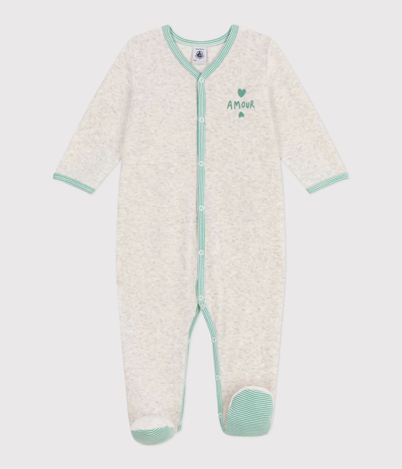 Babies' plain velour pyjama suit