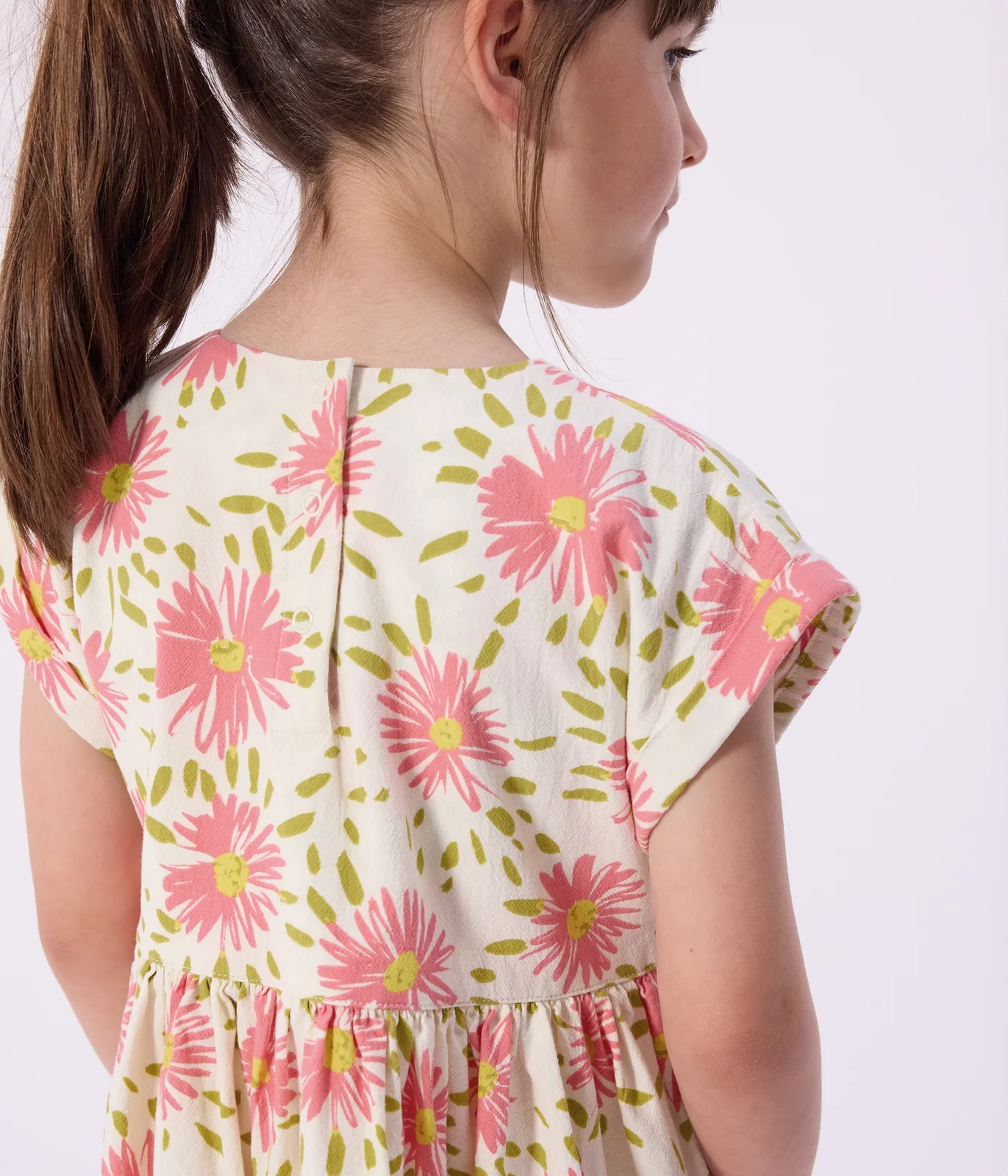 Children's short-sleeved floral cotton dress