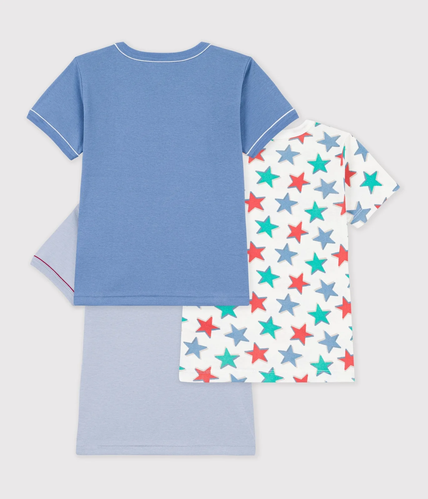 Pack of children's short-sleeved star-print cotton T-shirts