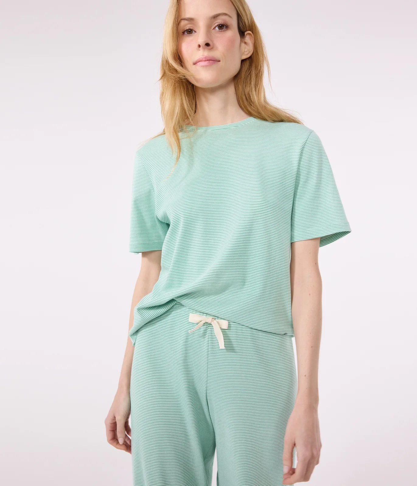 Women's wide-leg stripy cotton pyjamas