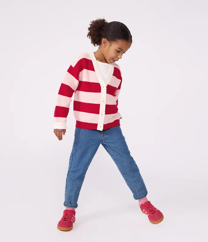 Children's stripy wool and cotton cardigan