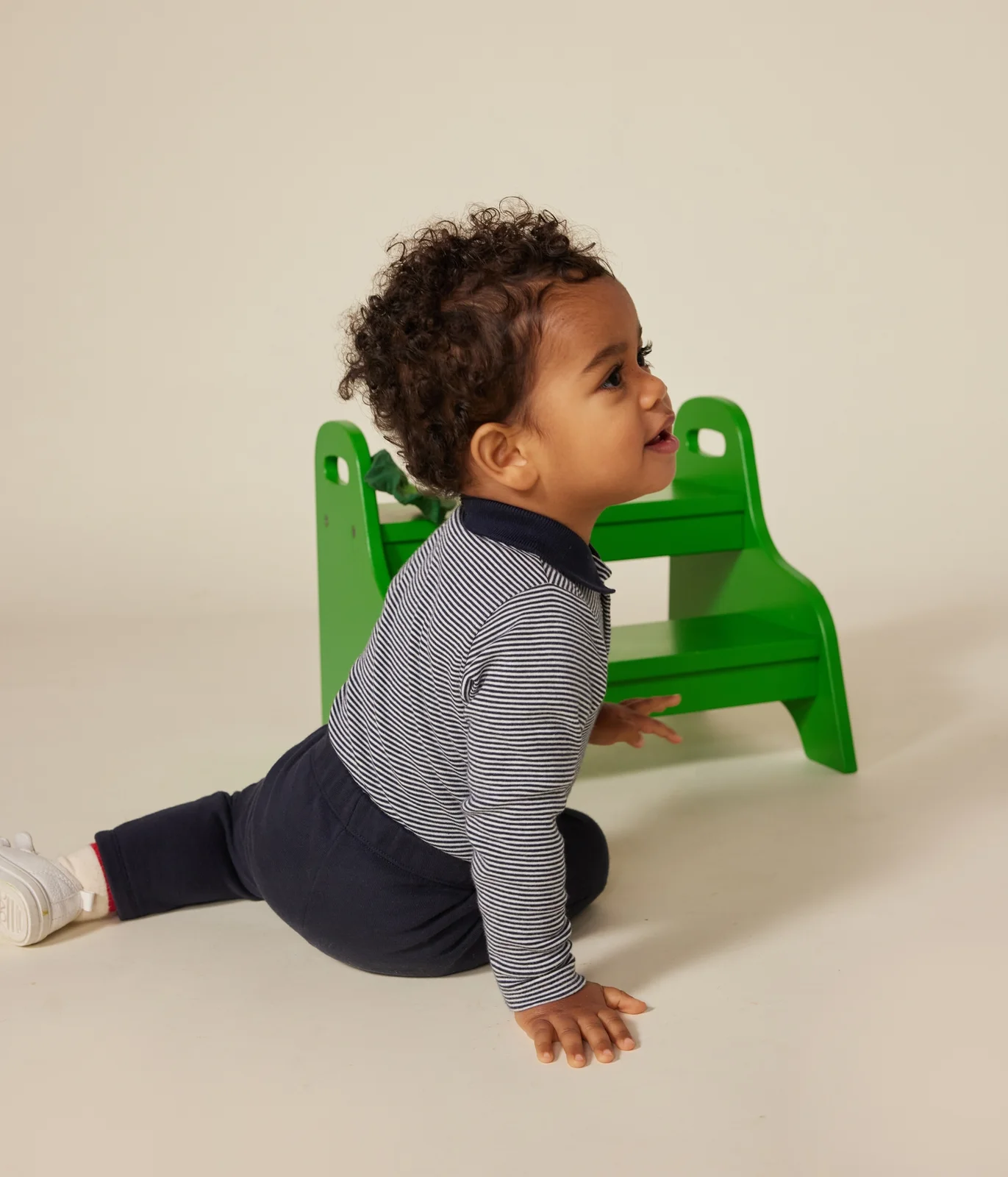 Babies' stripy cotton body with a polo shirt collar