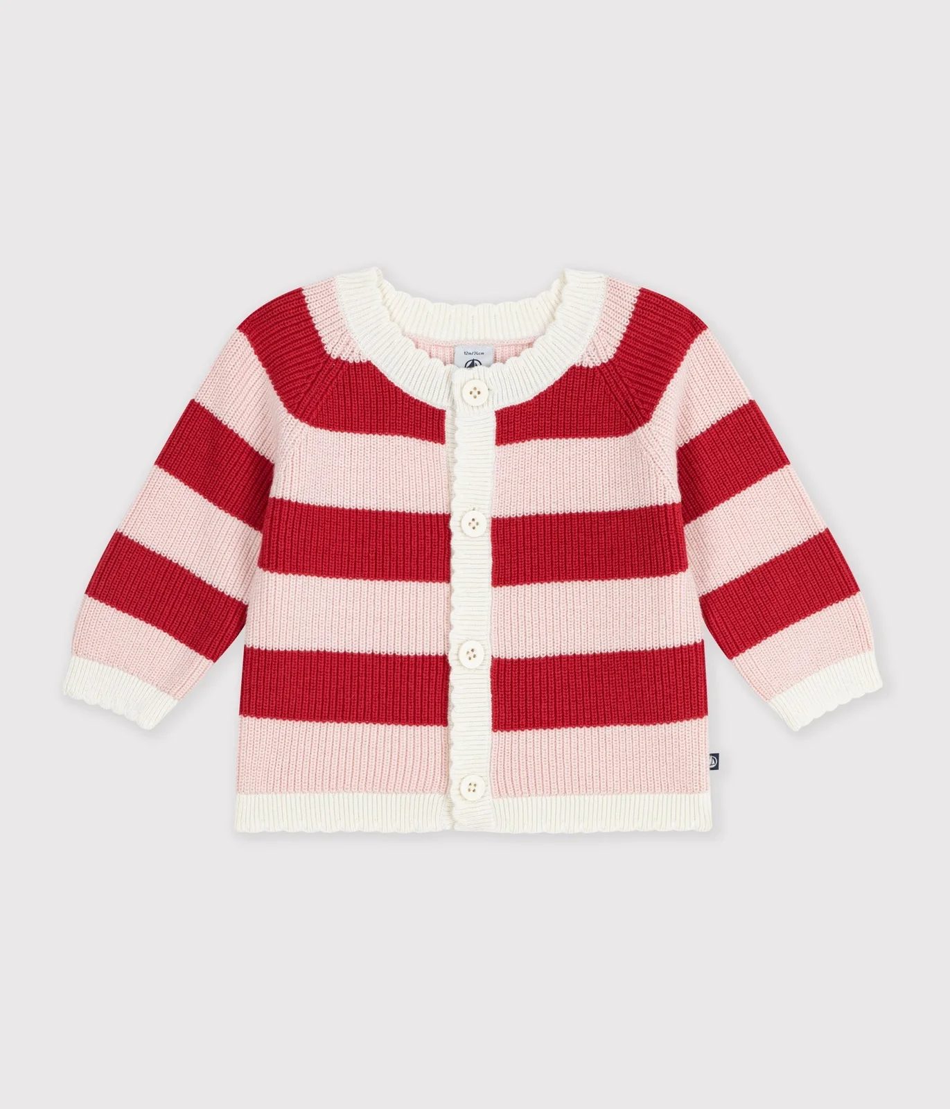 Babies' cardigan in stripy cotton