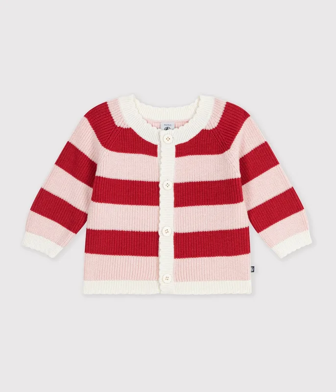Babies' cardigan in stripy cotton