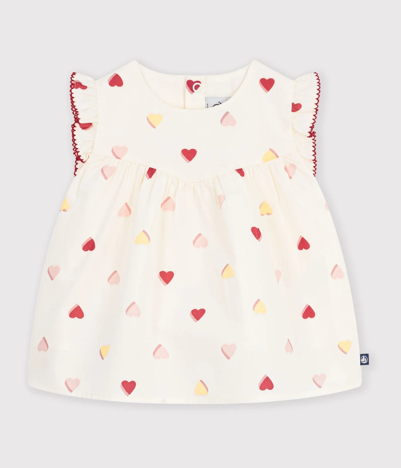 Babies' sleeveless heart-print cotton poplin blouse
