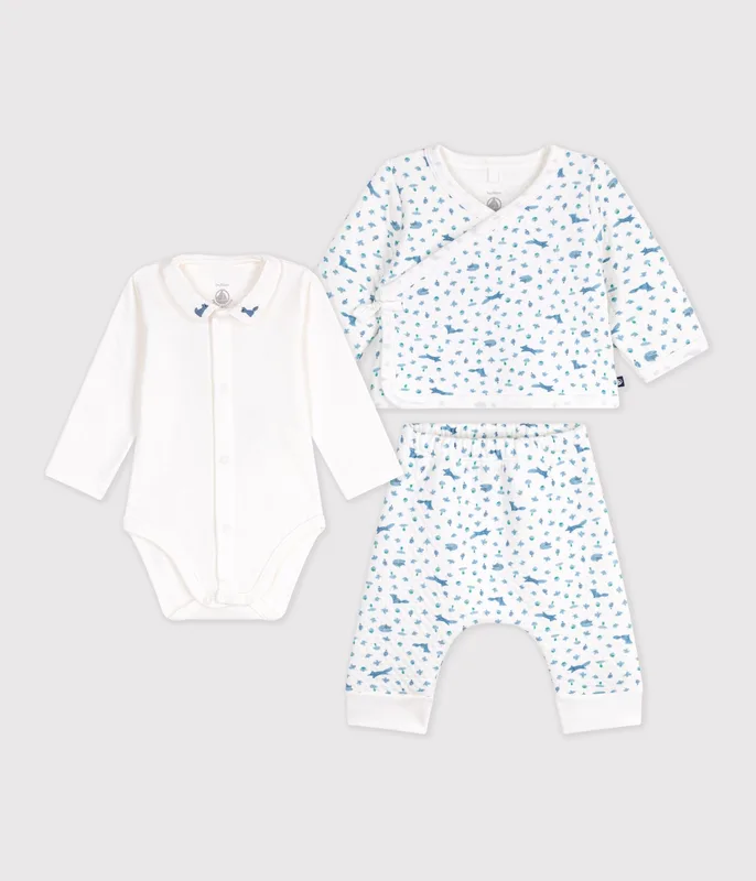 Babies' outfit in cotton with foxes printed on the collar