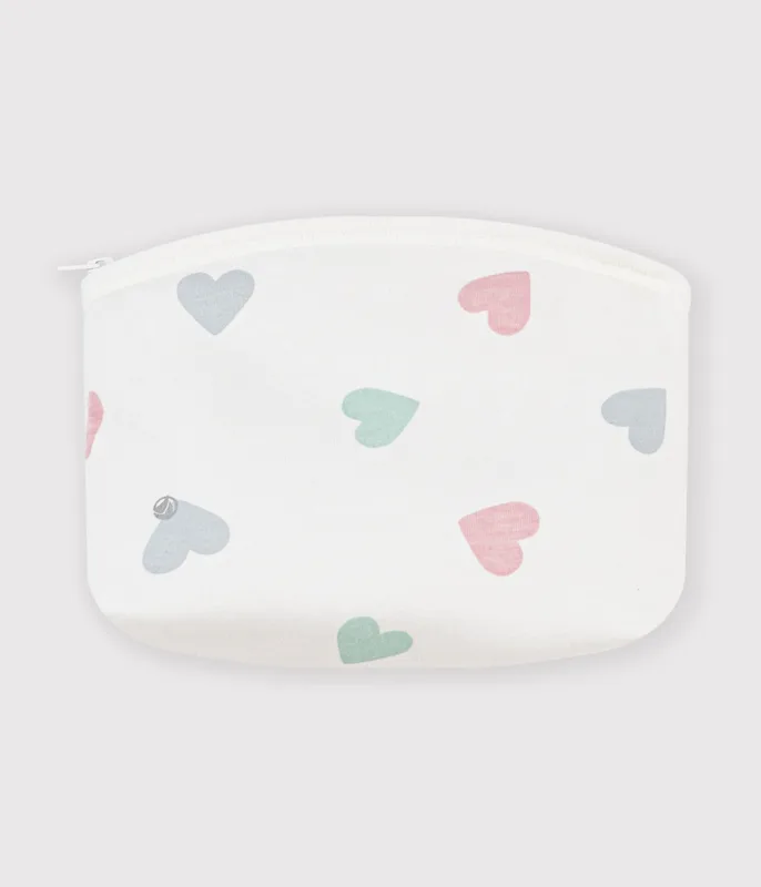 Baby girls' heart-print cotton pouch