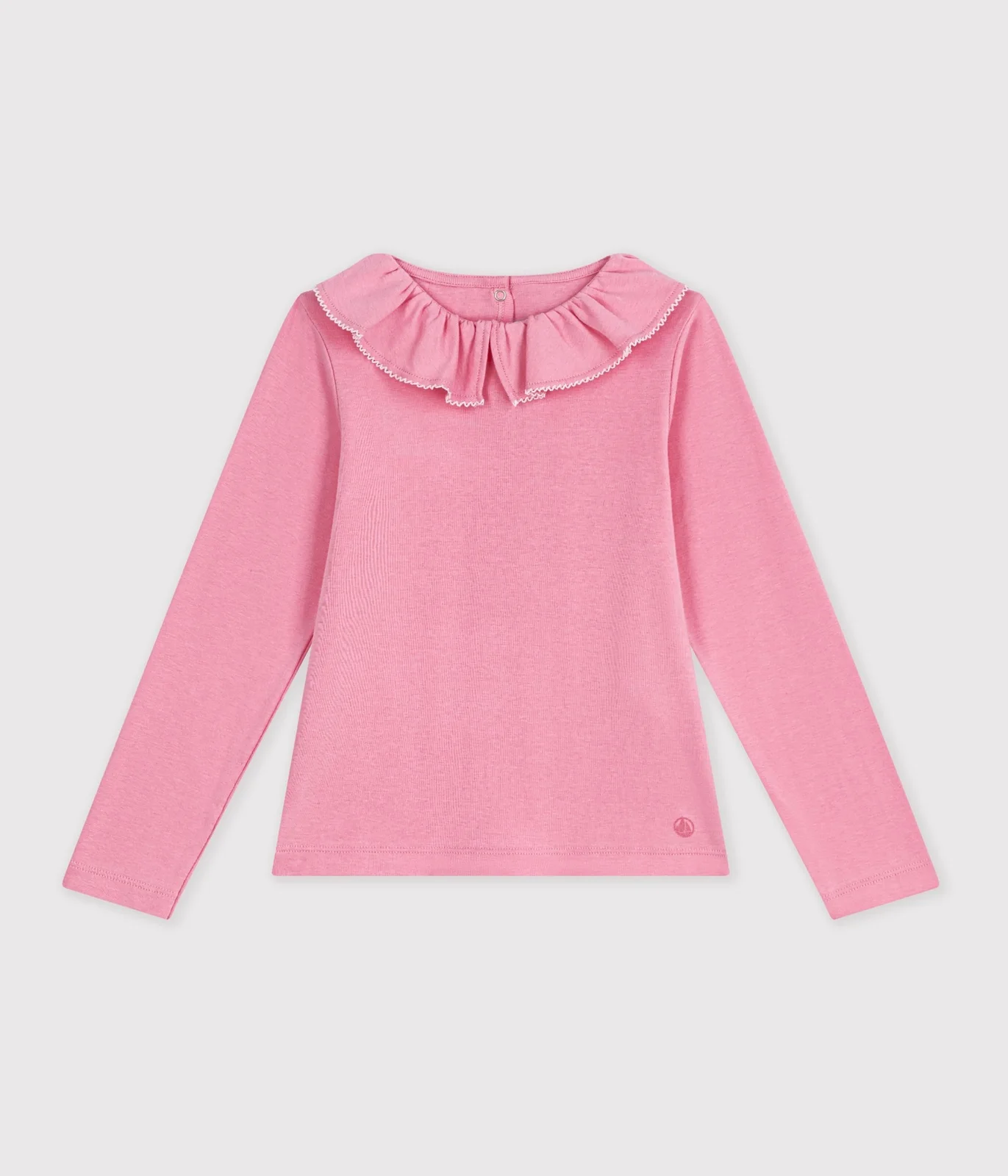 Children's long-sleeved plain T-shirt with a collar