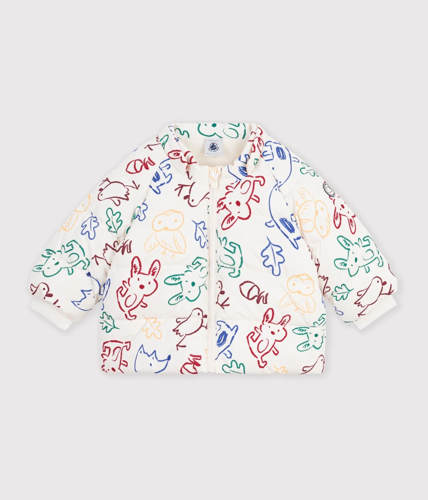 Baby puffer jacket in printed polyester