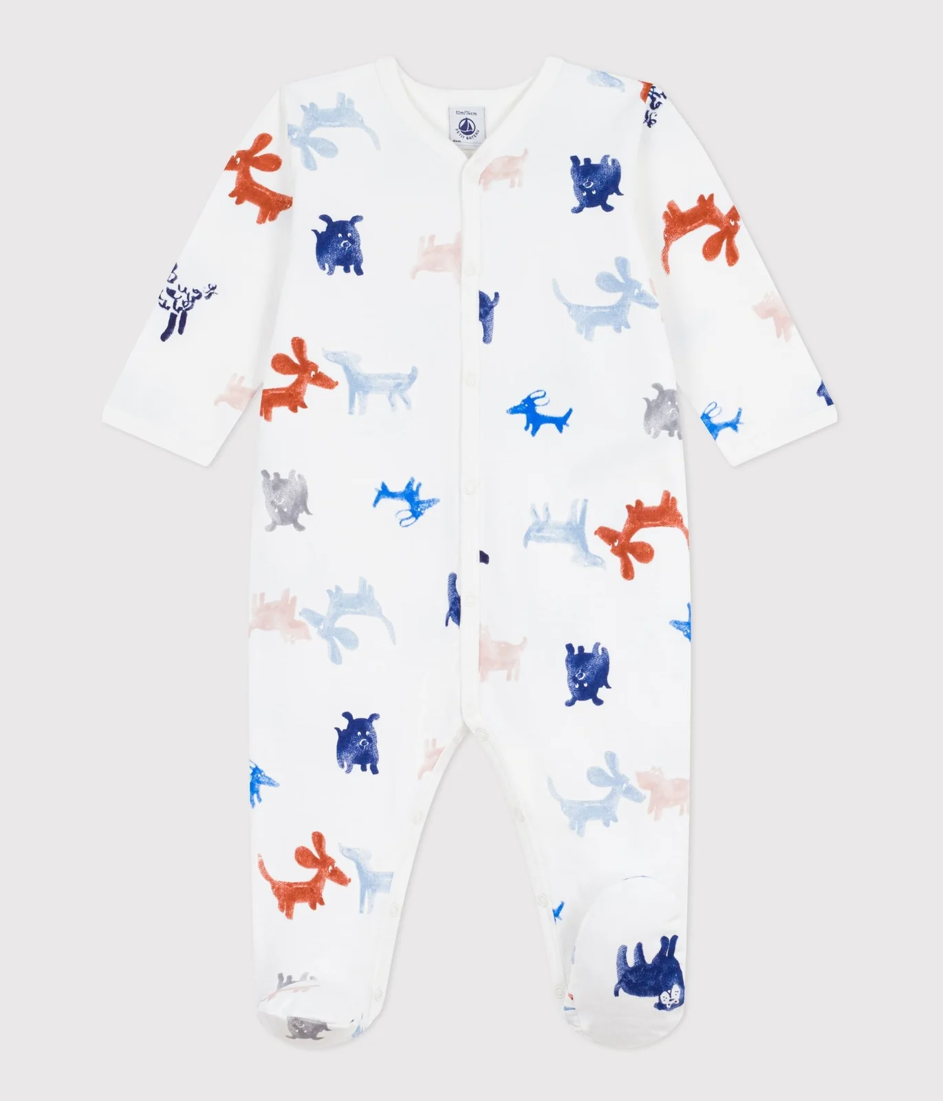 Babies' printed brushed fleece dog print pyjama suit