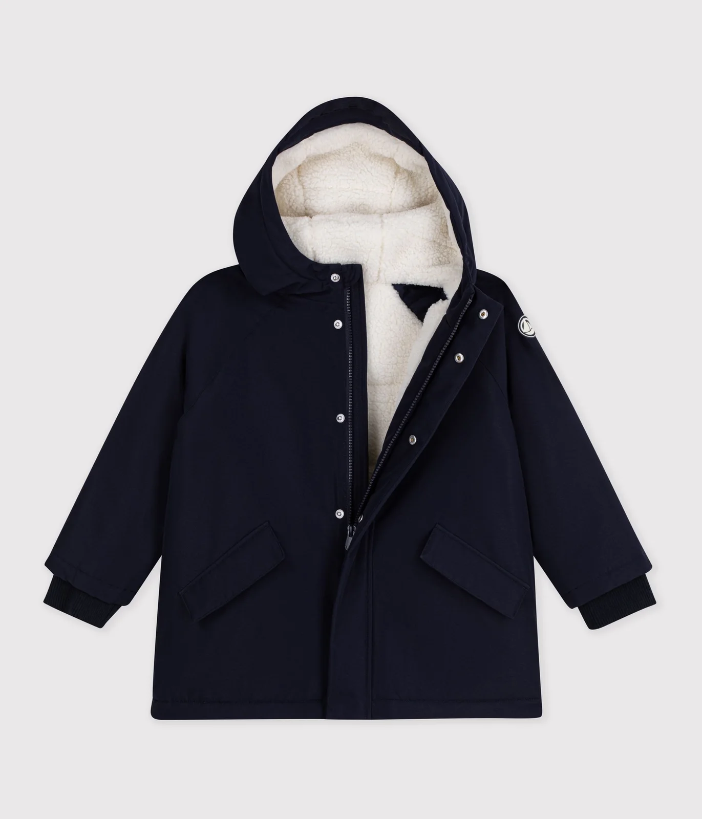Children's plain mid-length parka