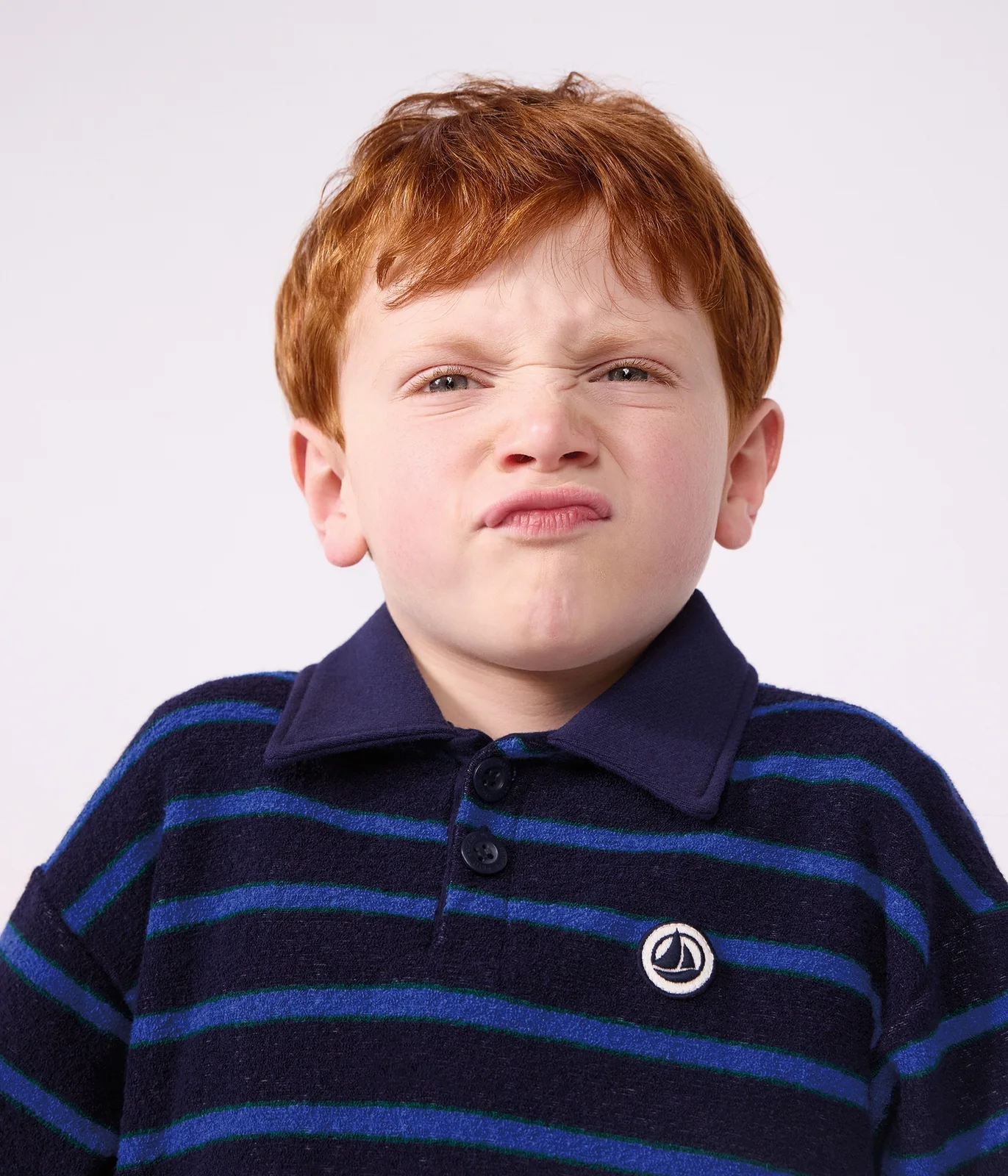 Children's stripy cotton polo neck sweatshirt